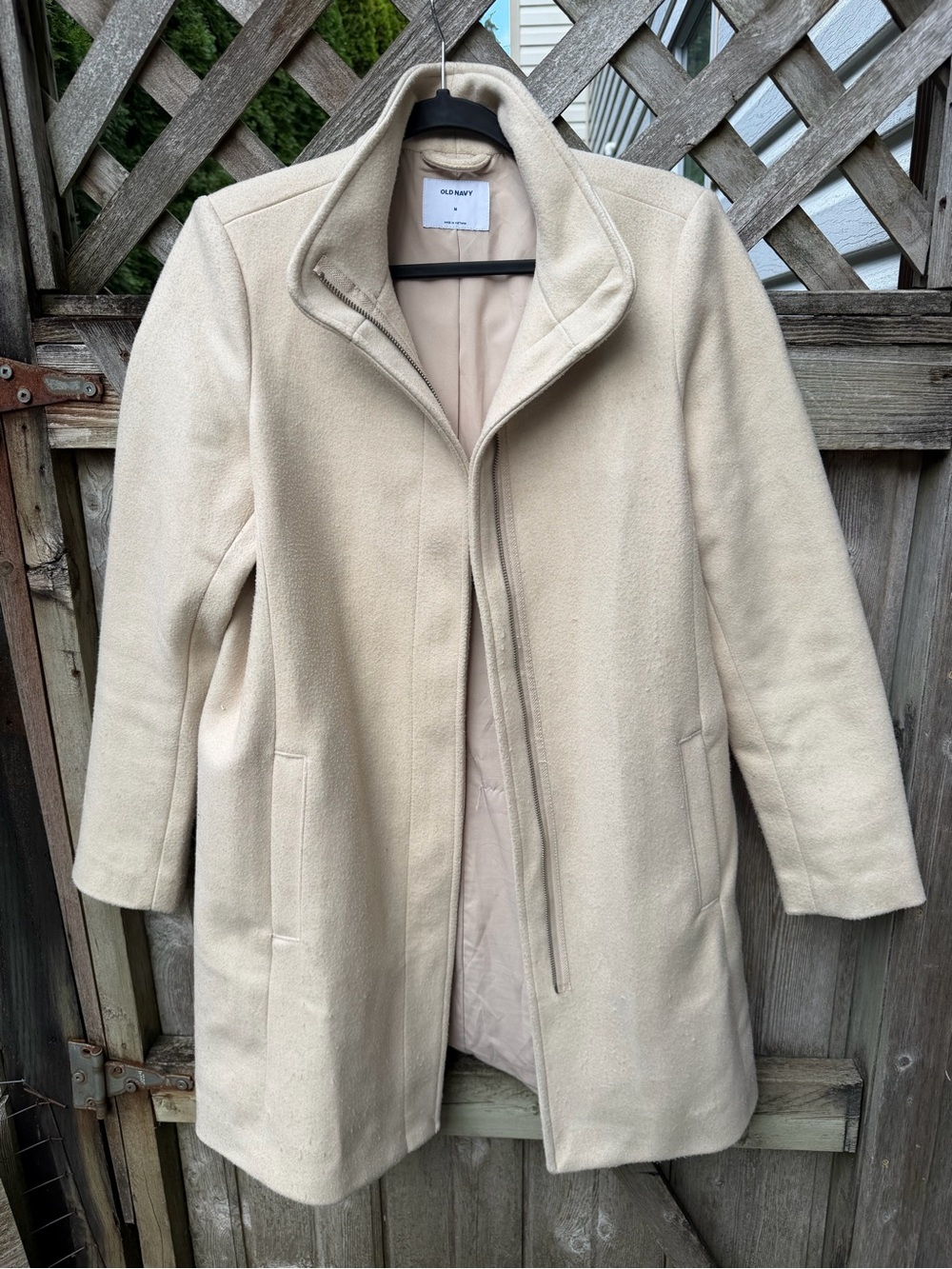 Old Navy Cream Stand-Collar Wool-Blend Pea Coat